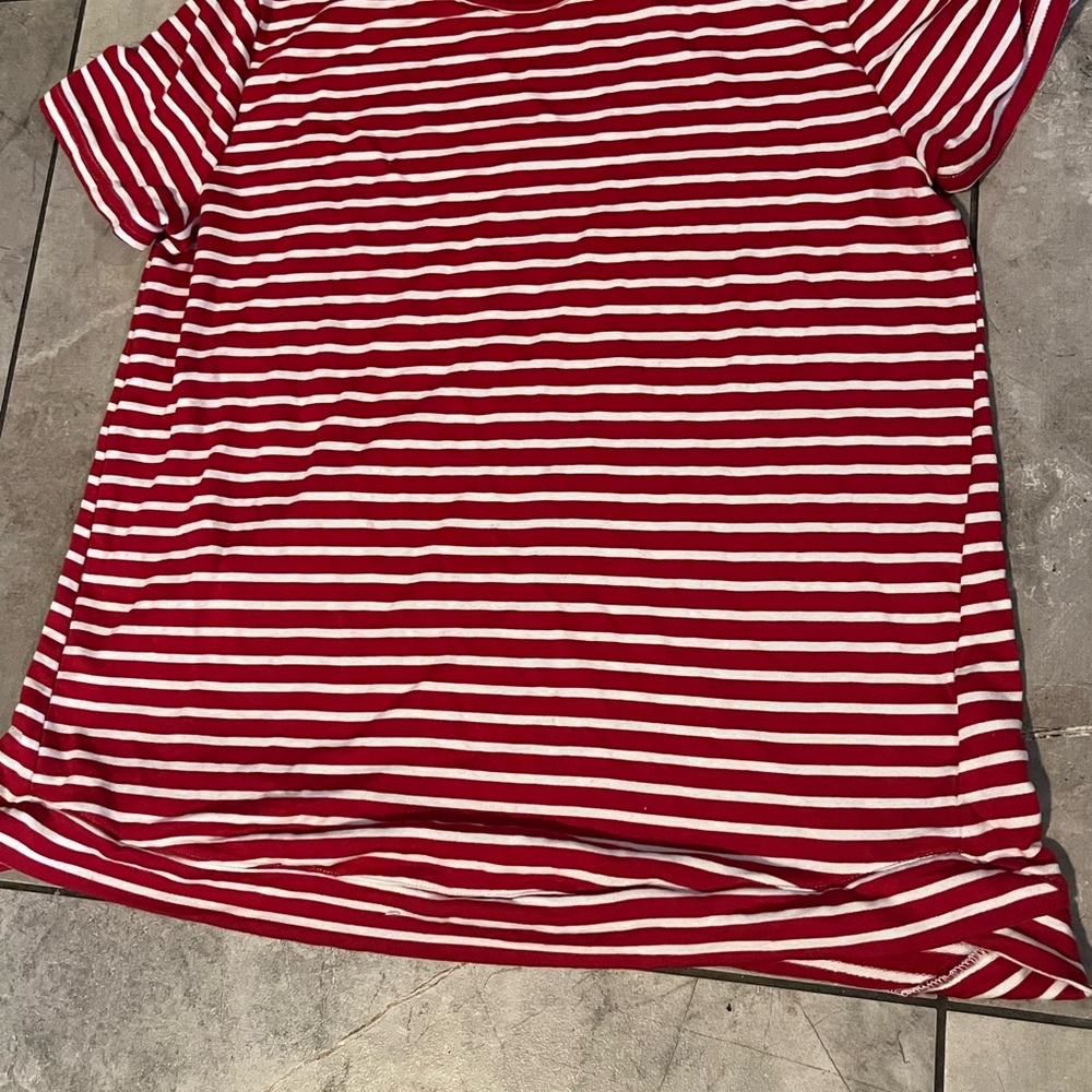 Liz Claiborne Red and White Striped Top